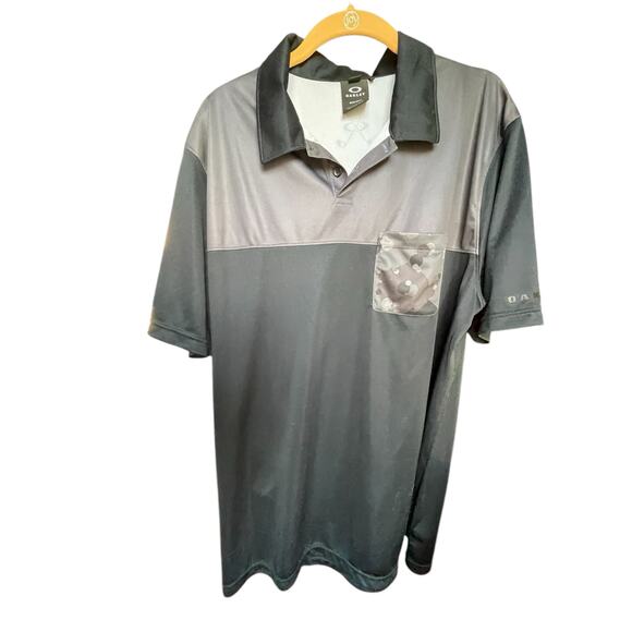 Oakley Golf Black/Gray Size XL Men's Two-Tone Front Pocket Polo Shirt - Picture 1 of 7